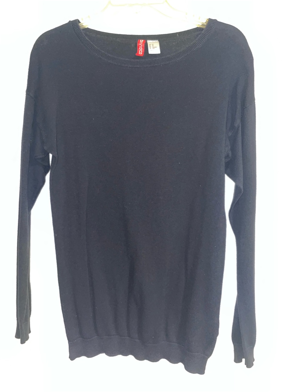 Divided Black Crewneck Lightweight Knit Sweater